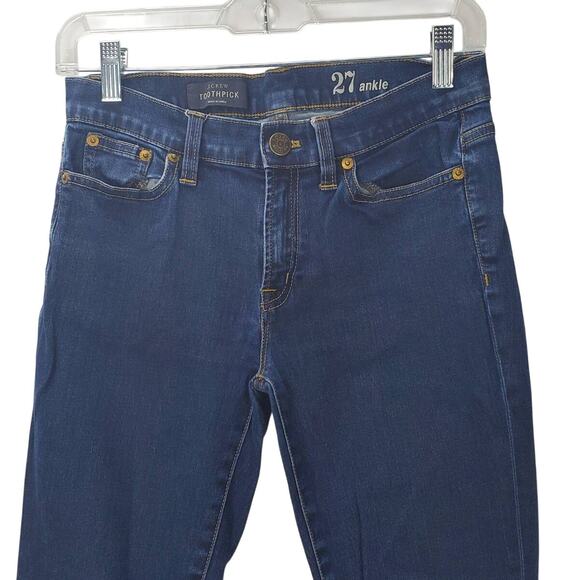 J. Crew Toothpick Y2K Slim Dark Wash Jeans Size 27 Low Rise Gorpcore Blue Denim - Picture 3 of 5